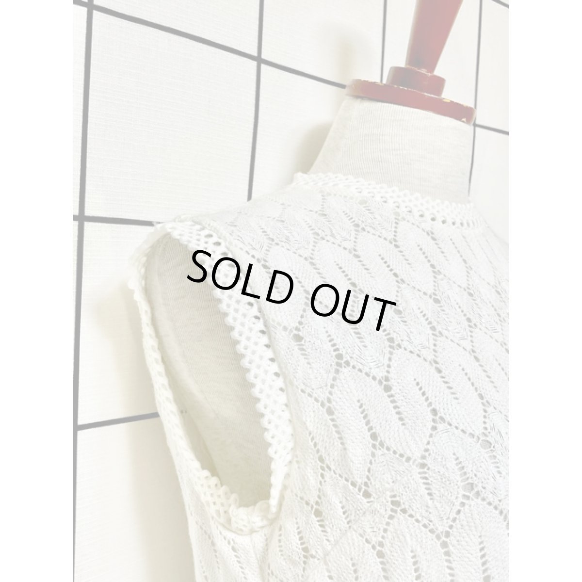 画像7: ニット ホワイト ラメ USA古着 ノースリーブ レトロ  ヴィンテージワンピース (7)