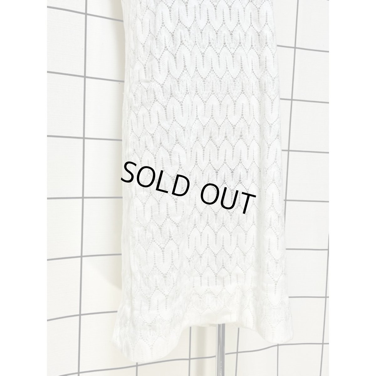 画像8: ニット ホワイト ラメ USA古着 ノースリーブ レトロ  ヴィンテージワンピース (8)