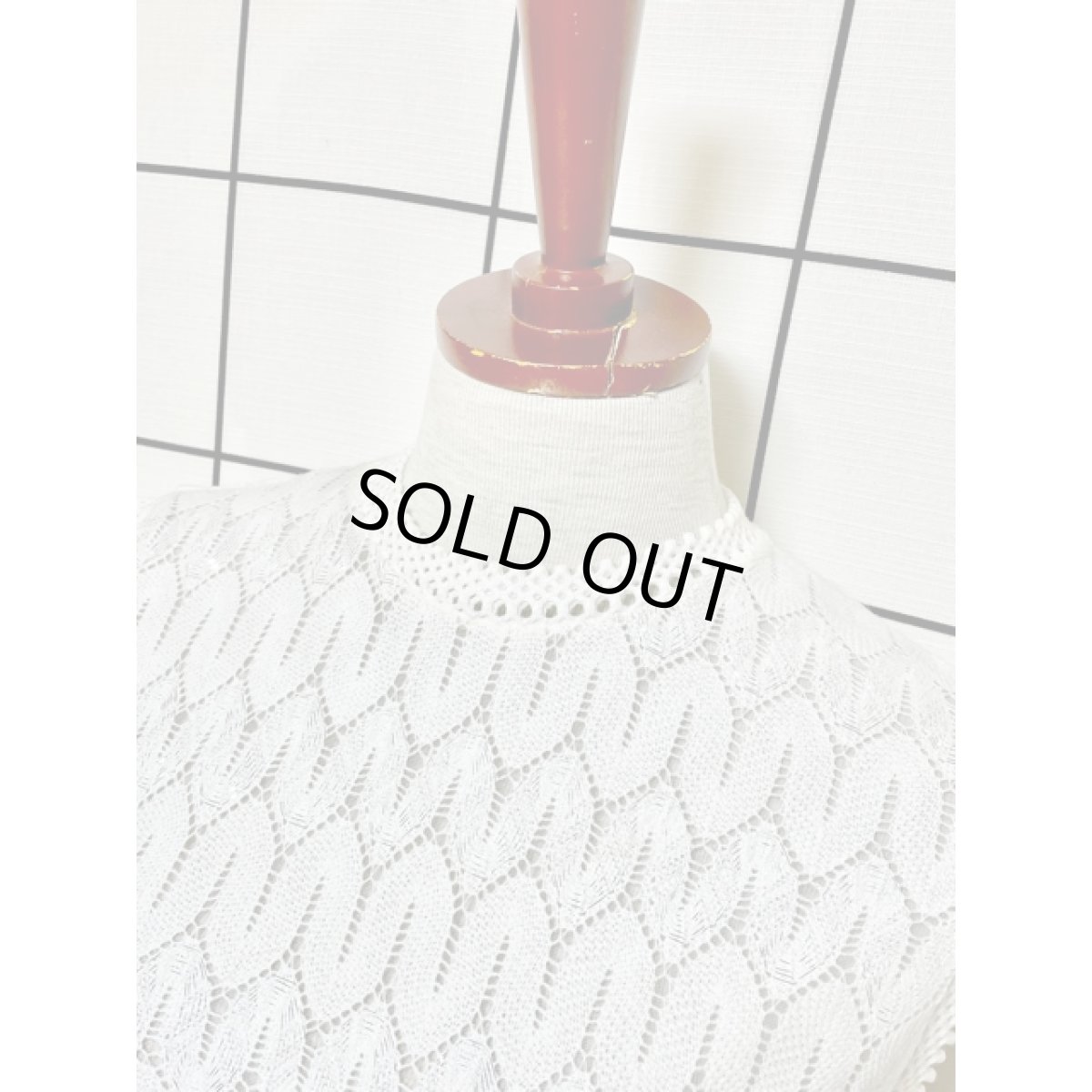 画像5: ニット ホワイト ラメ USA古着 ノースリーブ レトロ  ヴィンテージワンピース (5)