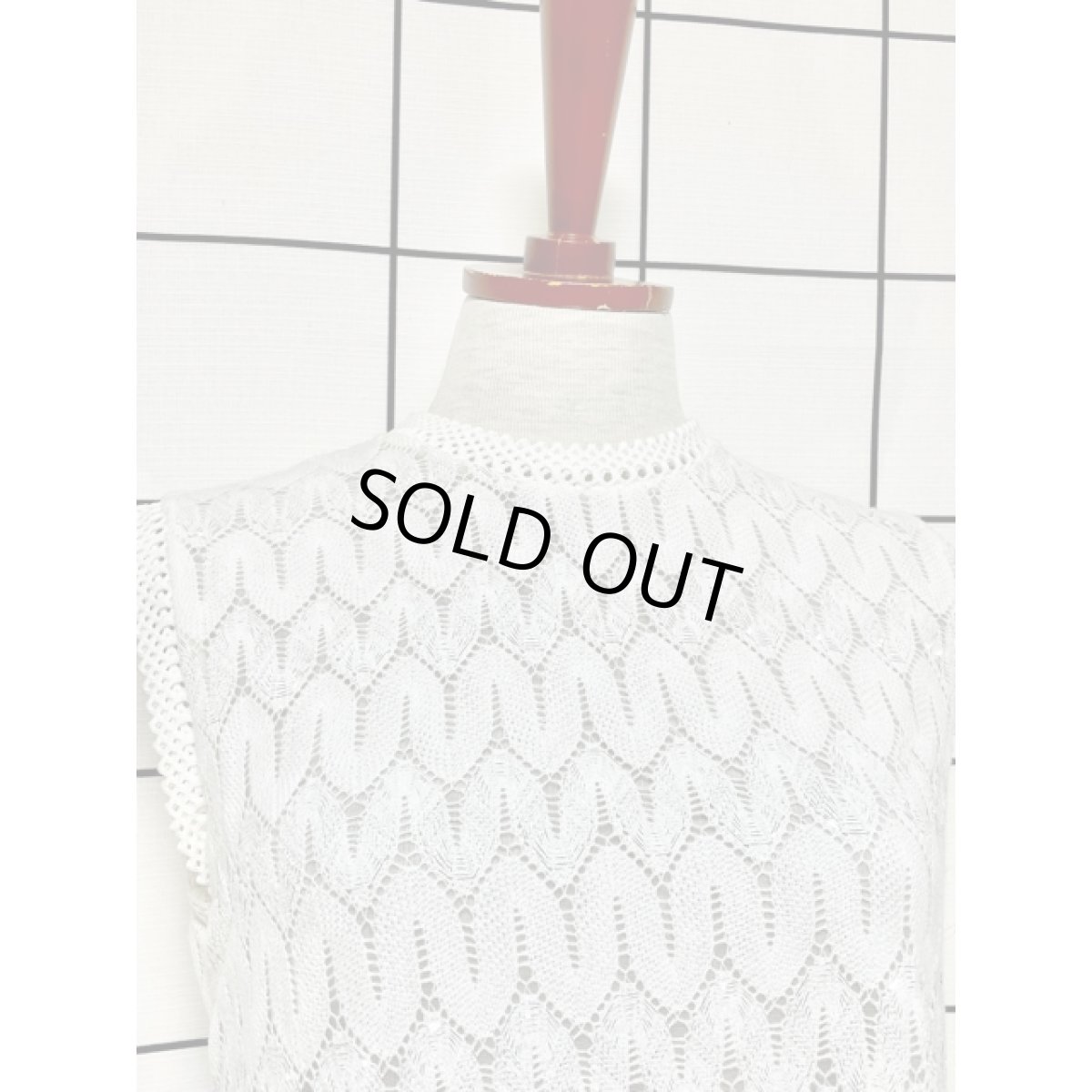 画像6: ニット ホワイト ラメ USA古着 ノースリーブ レトロ  ヴィンテージワンピース (6)