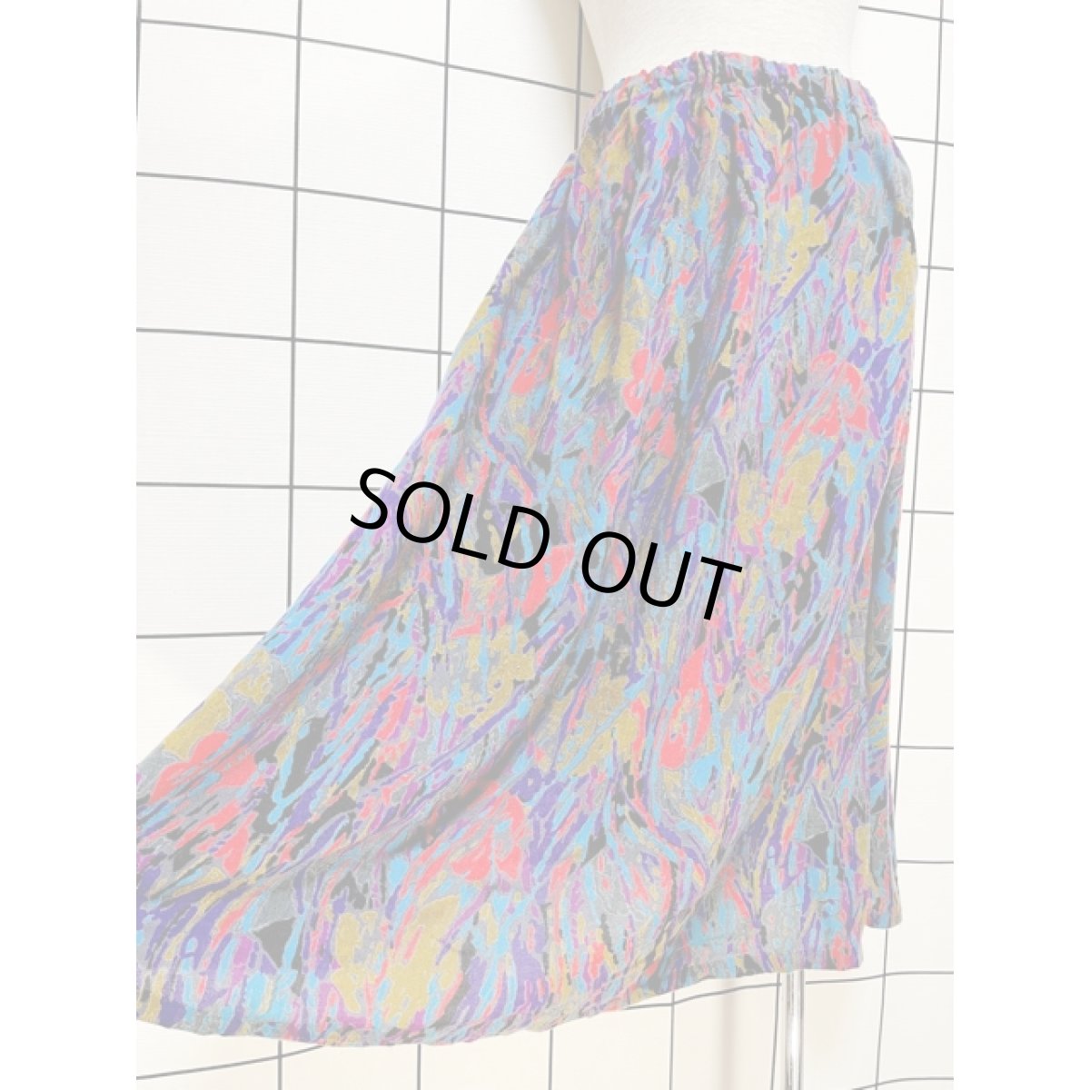 画像4: アート柄 ウエストゴム レトロ USA古着 ヴィンテージスカート (4)