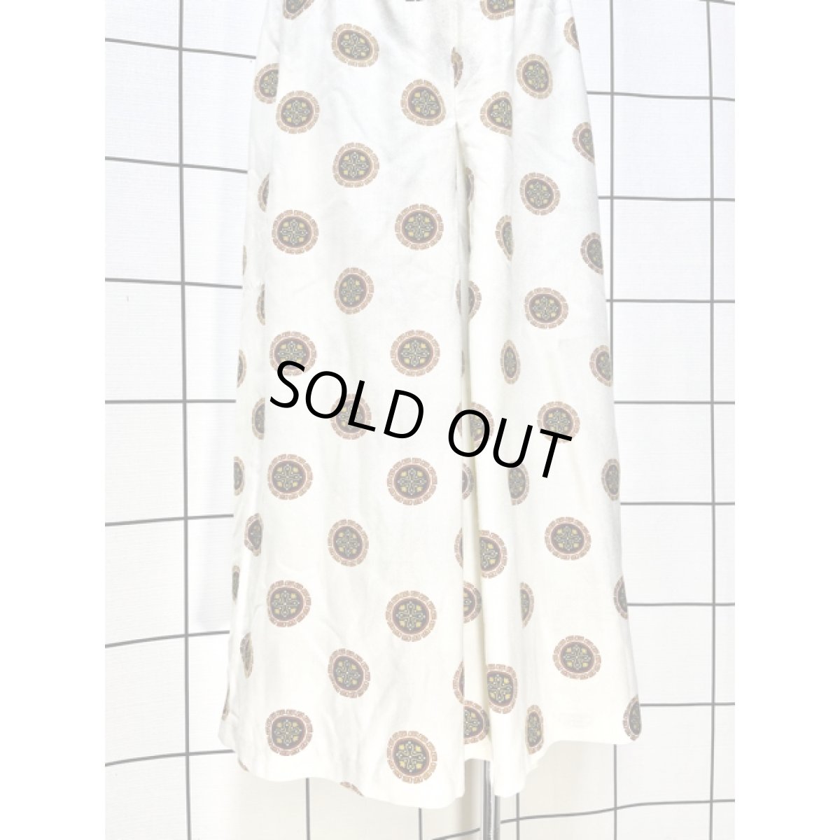 画像4: ワイド ホワイト ウエストゴム レトロ USA古着 ヴィンテージロングパンツ (4)