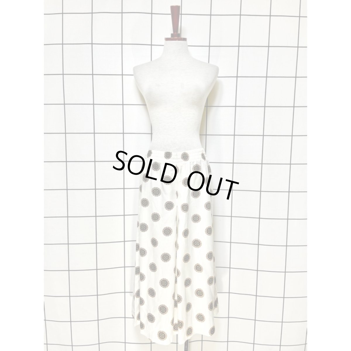 画像5: ワイド ホワイト ウエストゴム レトロ USA古着 ヴィンテージロングパンツ (5)