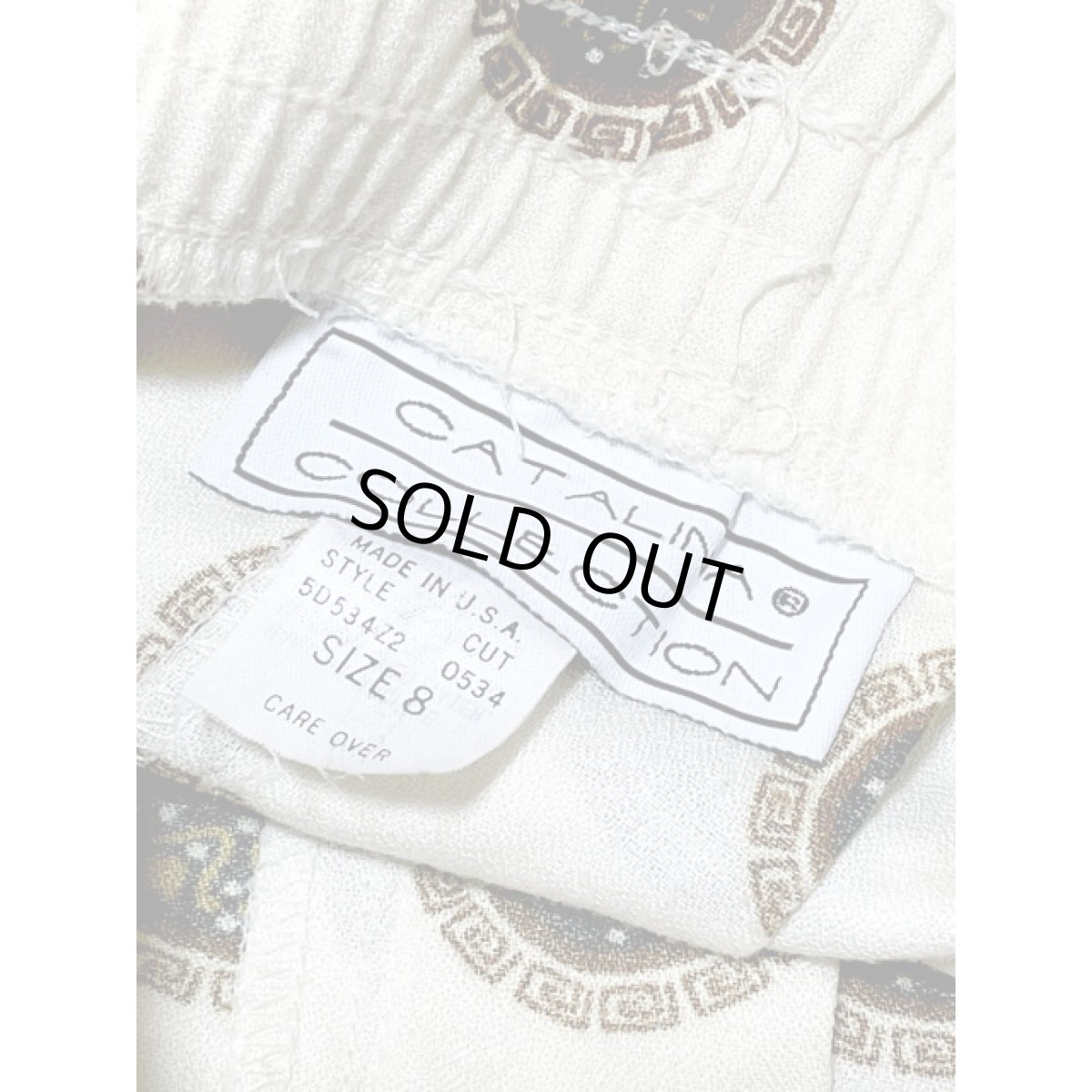 画像10: ワイド ホワイト ウエストゴム レトロ USA古着 ヴィンテージロングパンツ (10)