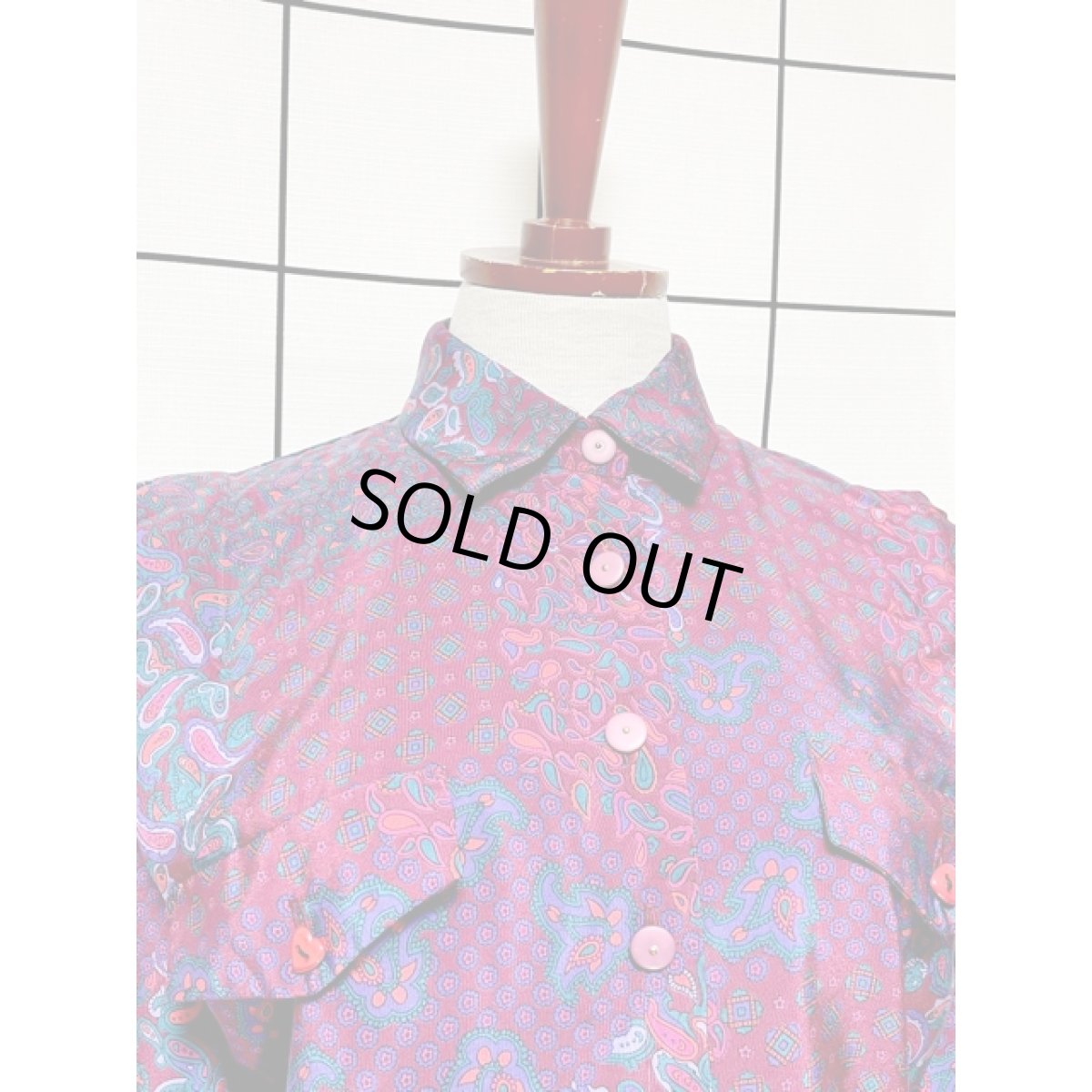 画像6: ペイズリーモチーフ ウエストゴム レトロ USA古着 ヴィンテージワンピース (6)