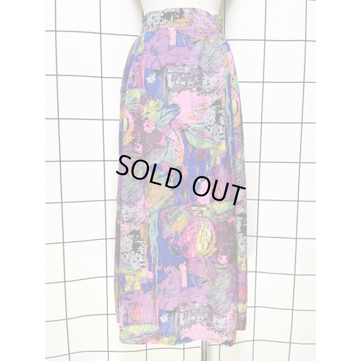 画像2: CANADA製 アート柄 ウエストゴム レトロ古着 ヴィンテージスカート (2)