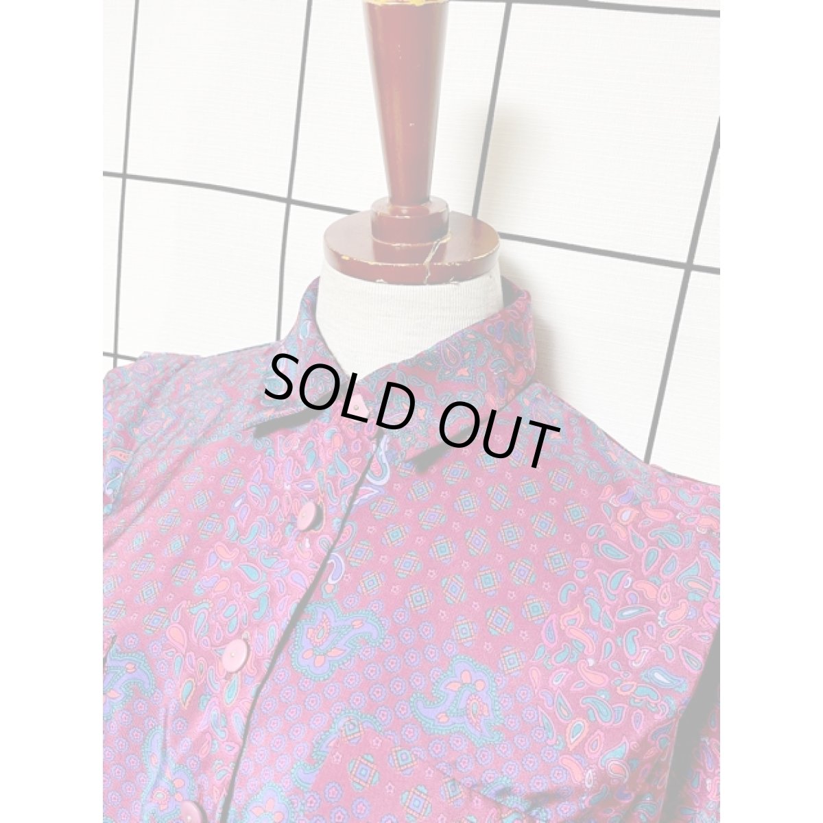 画像5: ペイズリーモチーフ ウエストゴム レトロ USA古着 ヴィンテージワンピース (5)