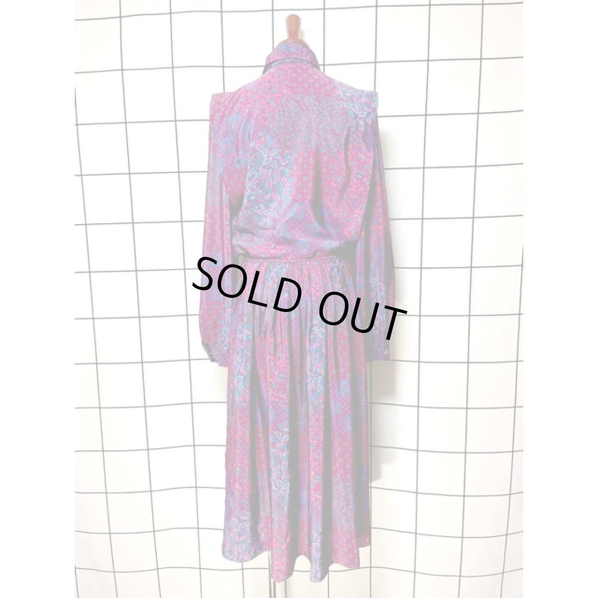 画像2: ペイズリーモチーフ ウエストゴム レトロ USA古着 ヴィンテージワンピース (2)