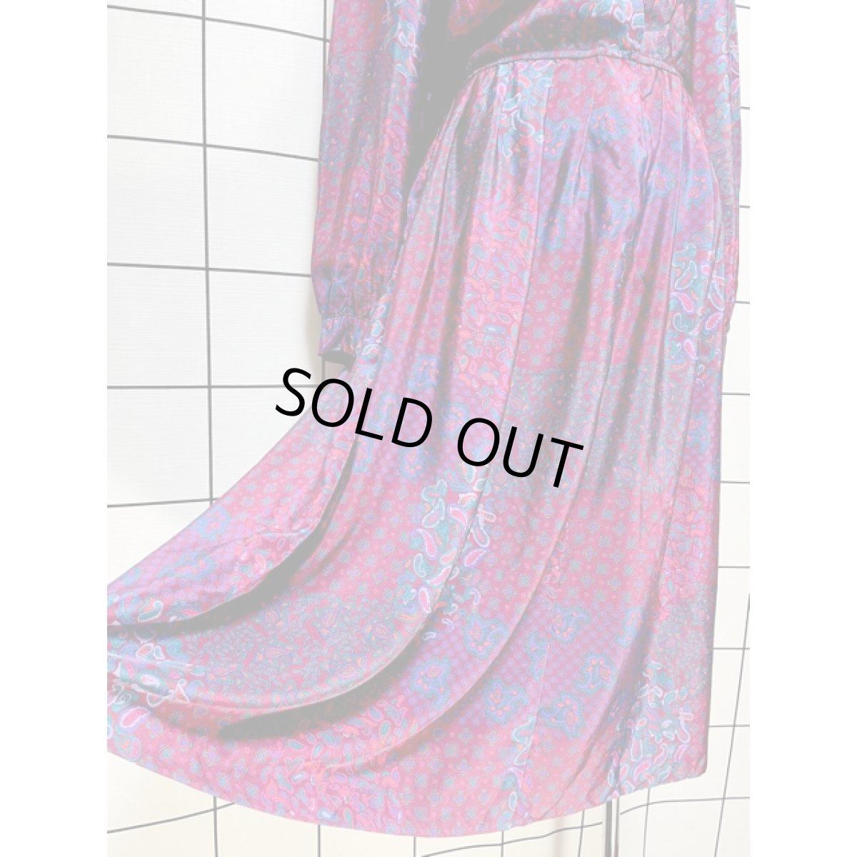 画像10: ペイズリーモチーフ ウエストゴム レトロ USA古着 ヴィンテージワンピース (10)