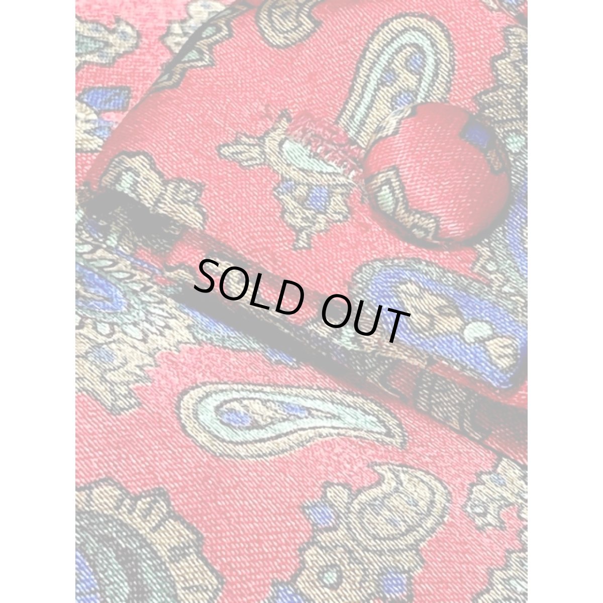 画像11: 大きなリボンタイ付 ペイズリー レッド レトロ USA古着 シャツ ヴィンテージトップス (11)