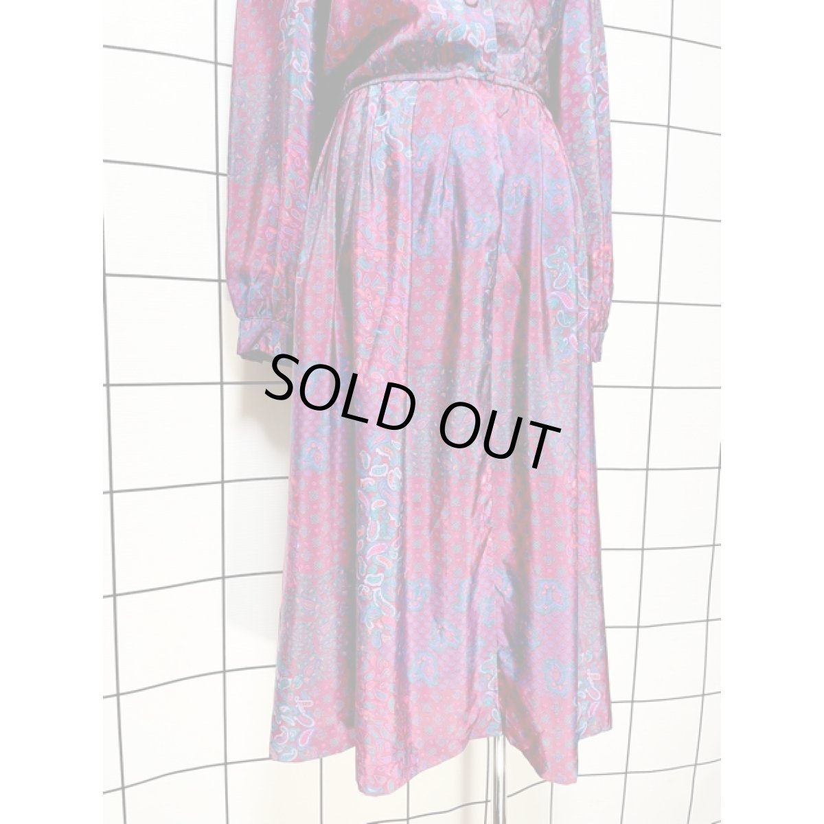 画像9: ペイズリーモチーフ ウエストゴム レトロ USA古着 ヴィンテージワンピース (9)