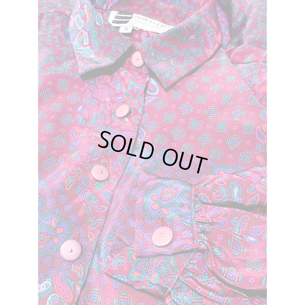 画像12: ペイズリーモチーフ ウエストゴム レトロ USA古着 ヴィンテージワンピース (12)