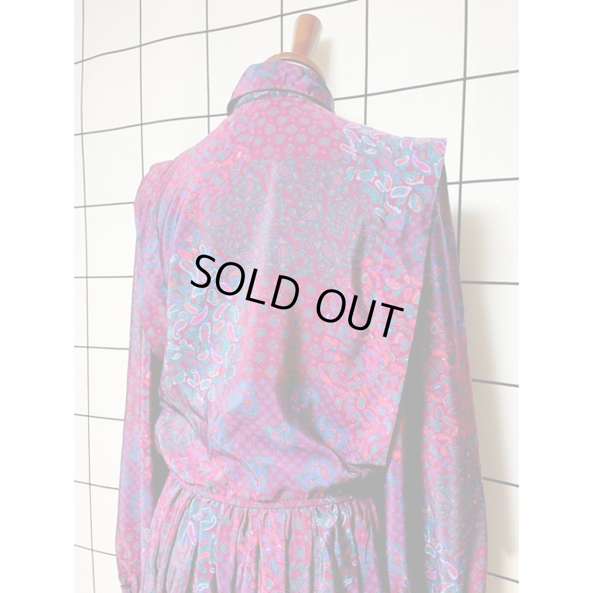 画像3: ペイズリーモチーフ ウエストゴム レトロ USA古着 ヴィンテージワンピース (3)