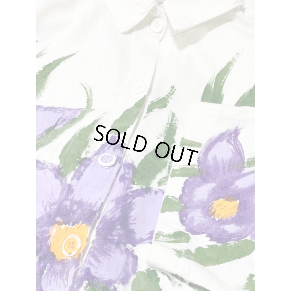 画像11: 花柄 アシンメトリープリント ホワイト ウエストゴム レトロ USA古着  ヴィンテージオールインワン (11)