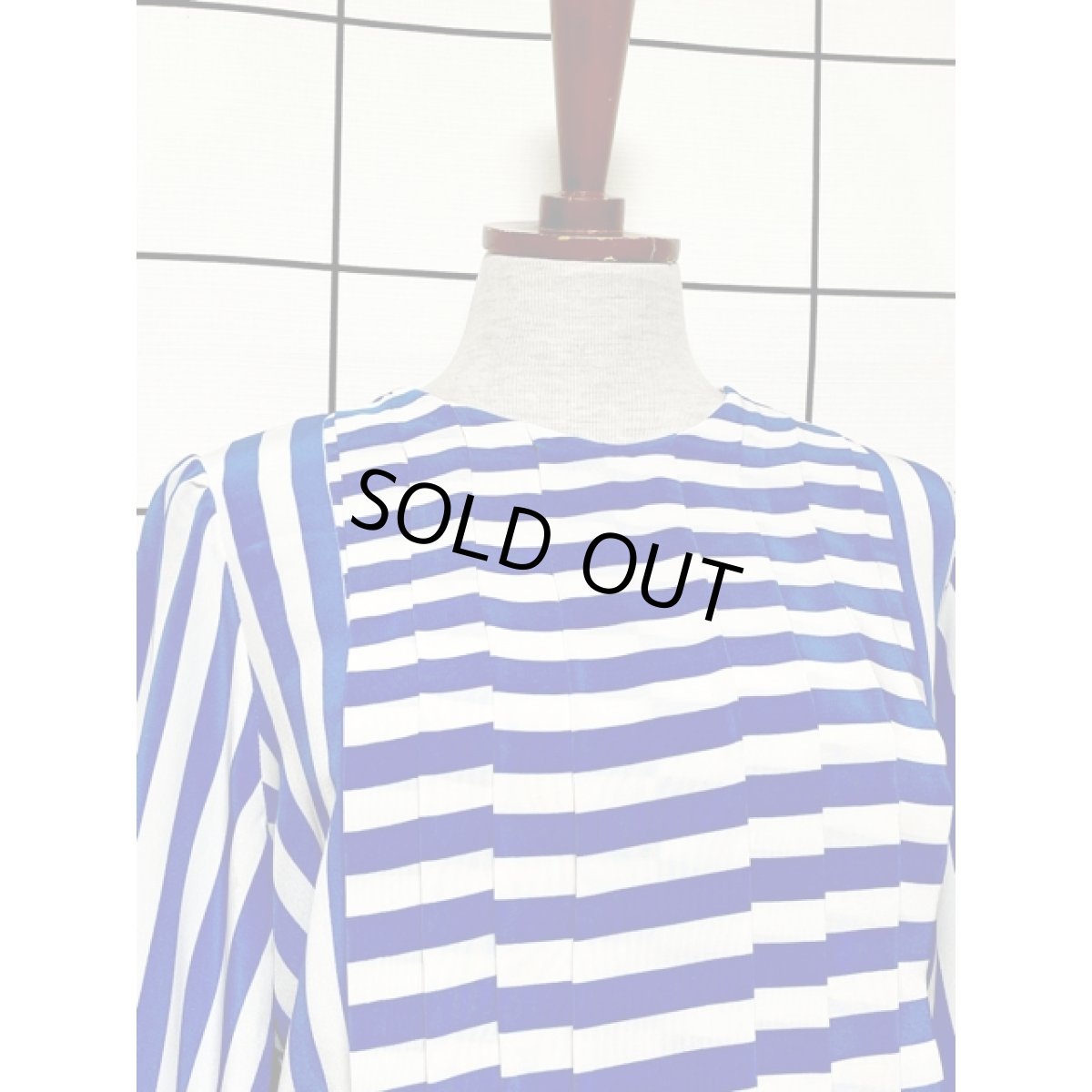 画像6: ストライプ ボーダー フロントタック ウエストゴム レトロ USA古着 ヴィンテージワンピース (6)