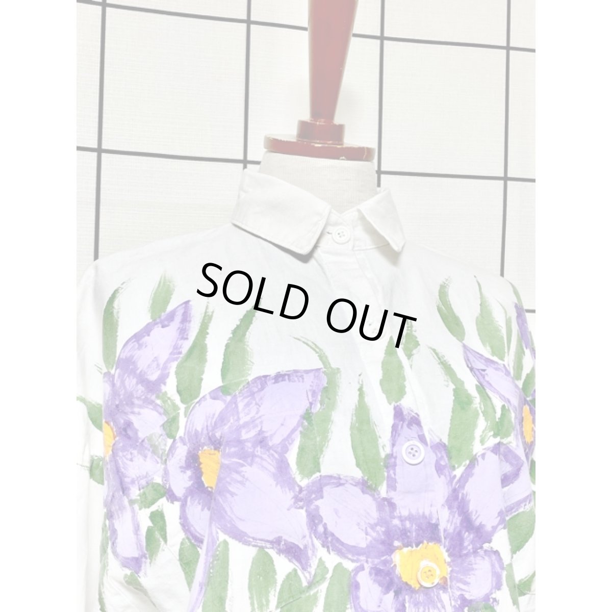 画像6: 花柄 アシンメトリープリント ホワイト ウエストゴム レトロ USA古着  ヴィンテージオールインワン (6)