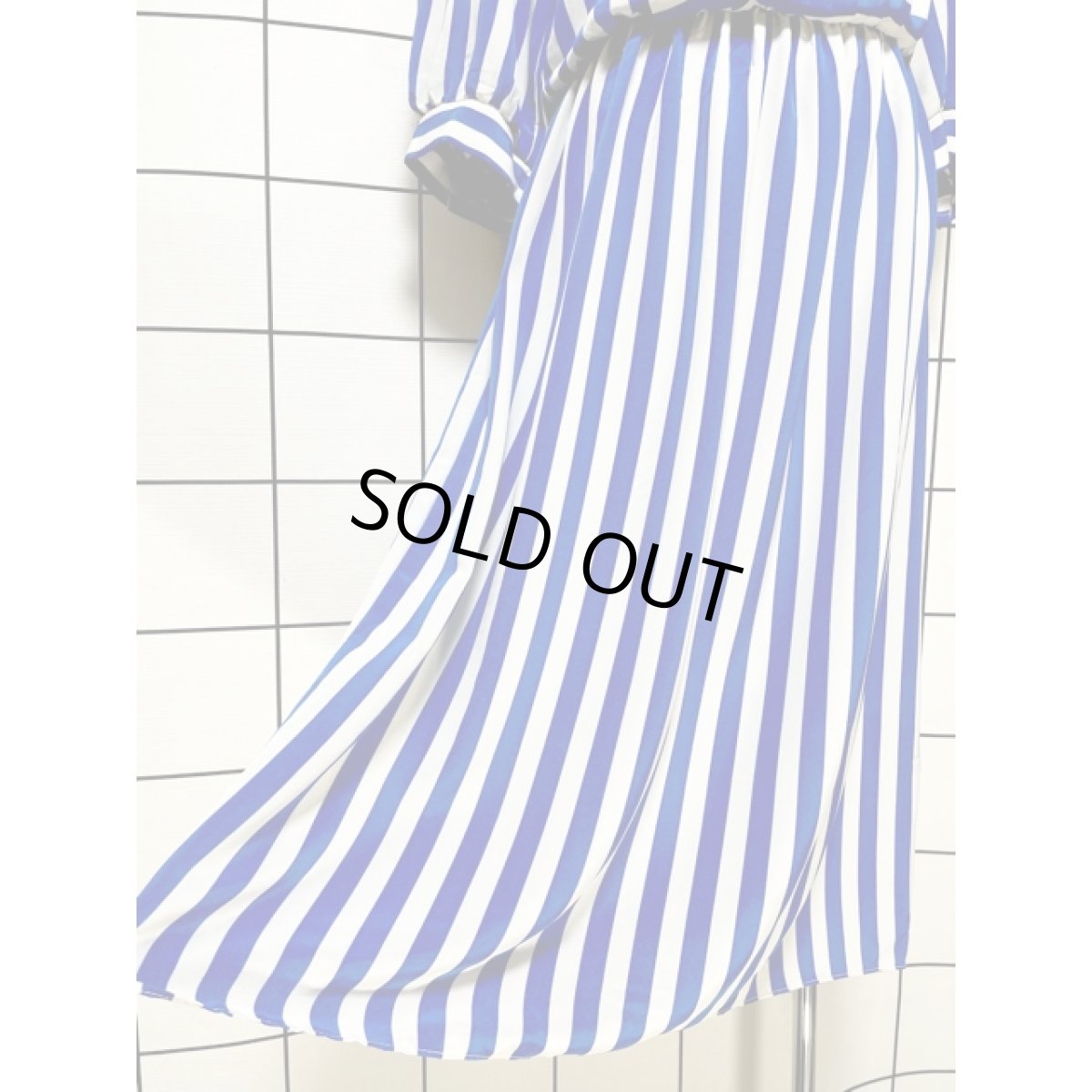 画像10: ストライプ ボーダー フロントタック ウエストゴム レトロ USA古着 ヴィンテージワンピース (10)