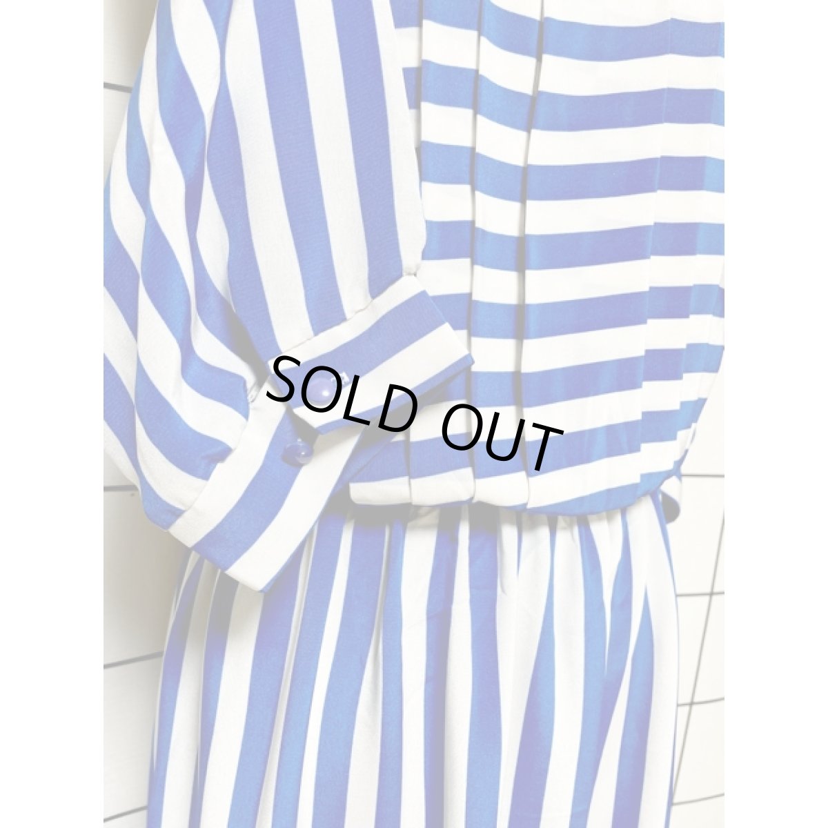 画像8: ストライプ ボーダー フロントタック ウエストゴム レトロ USA古着 ヴィンテージワンピース (8)