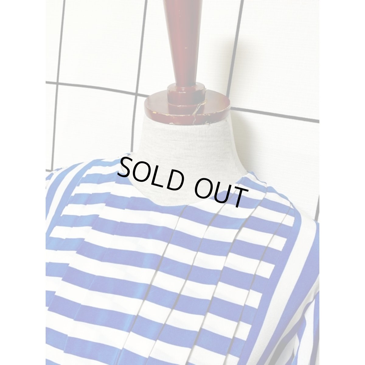 画像5: ストライプ ボーダー フロントタック ウエストゴム レトロ USA古着 ヴィンテージワンピース (5)