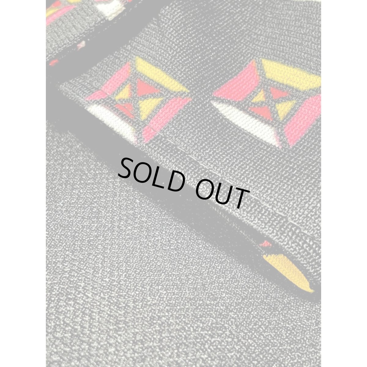 画像13: 幾何学柄 リボンタイ ベルト付 ブラック レトロ ヨーロッパ古着 ヴィンテージワンピース (13)