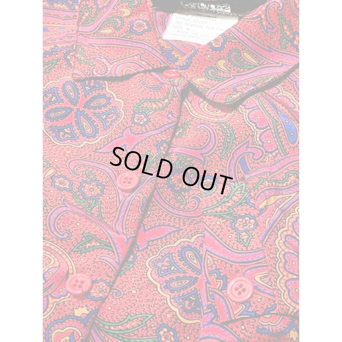 画像10: ペイズリー レッド ウエストゴム レトロ USA古着 ヴィンテージワンピース (10)