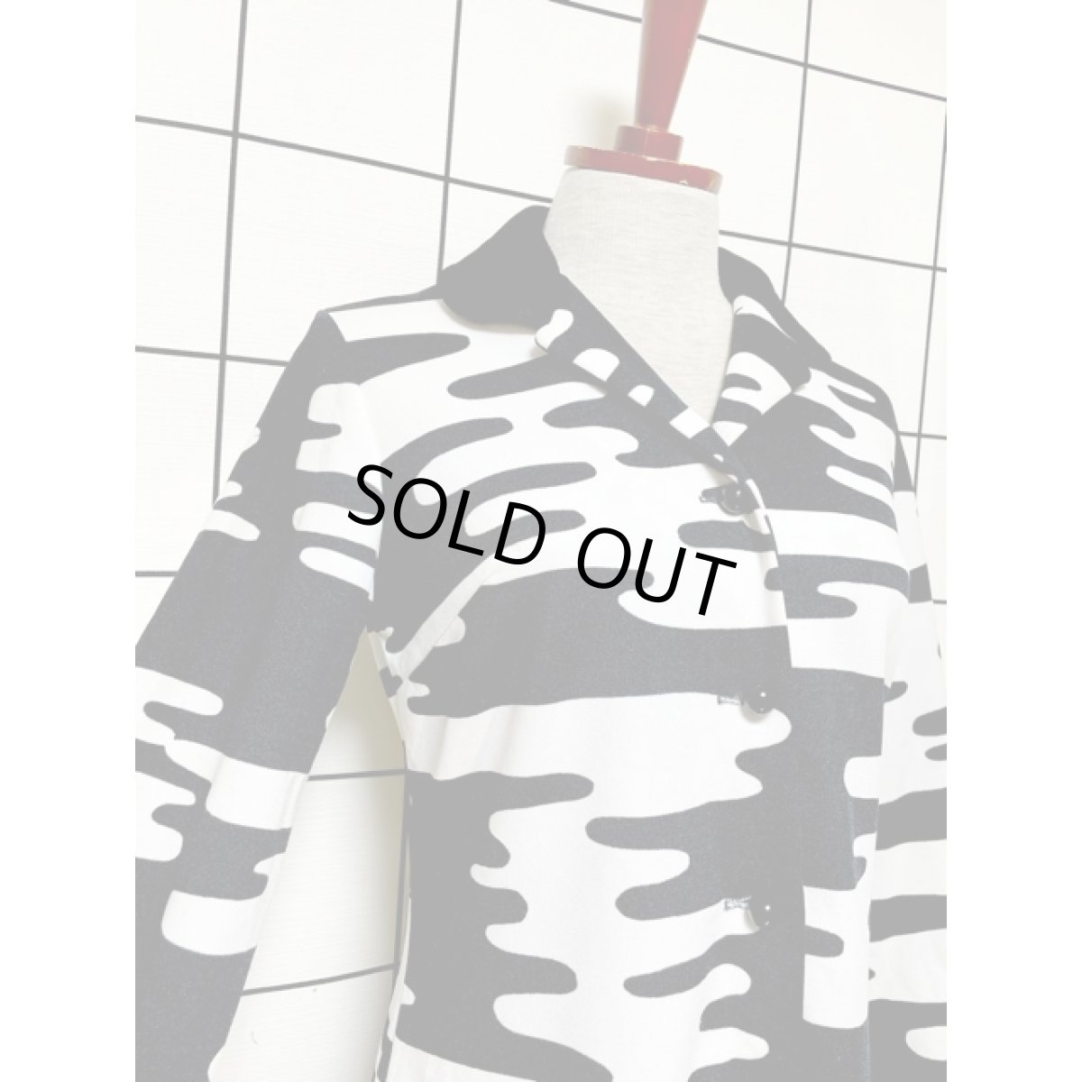 画像6: モノクロ アート柄 レトロ 長袖 ヨーロッパ古着 ヴィンテージワンピース (6)