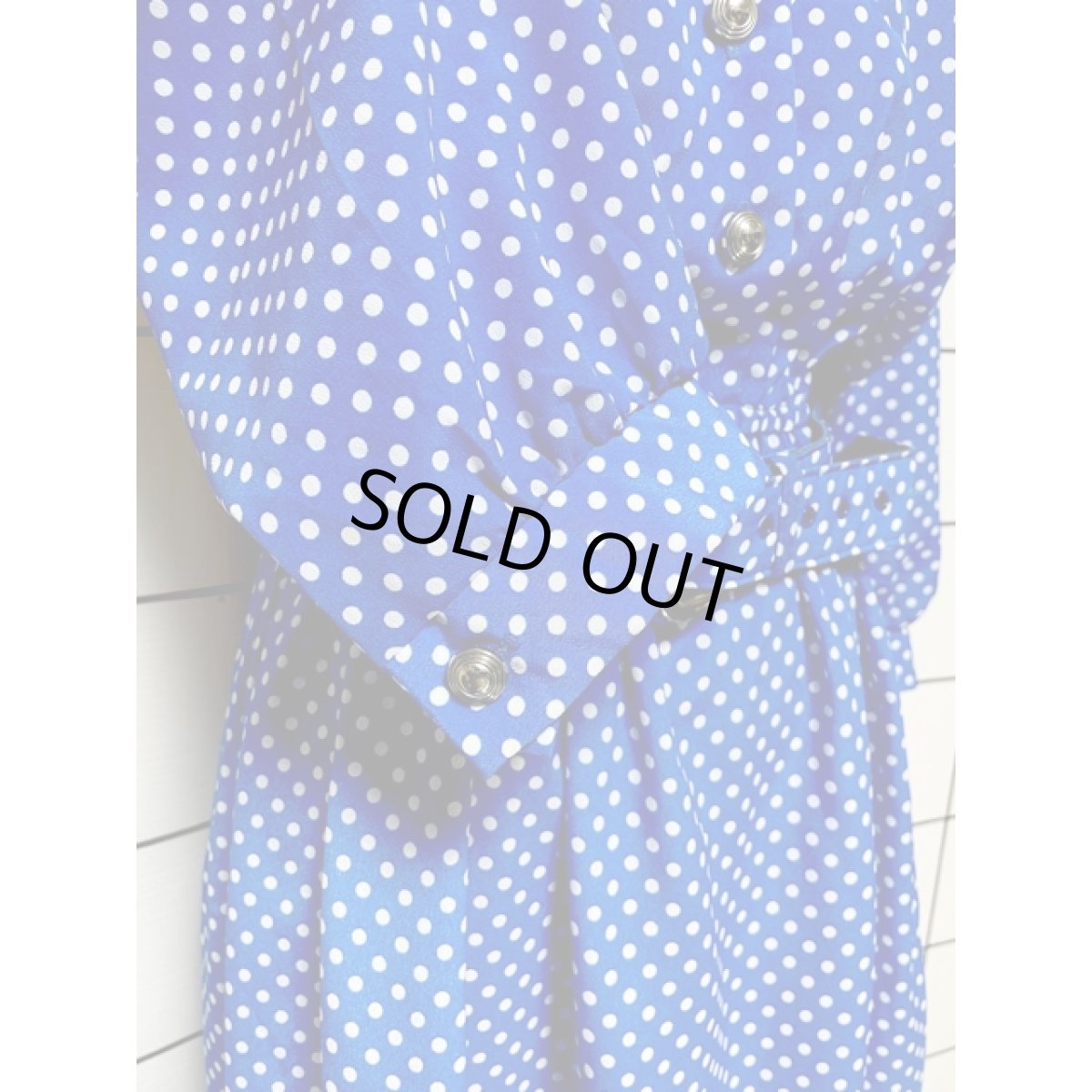 画像7: 水玉ドット UNIONMADE ベルト付き ウエストゴム レトロ 長袖 USA古着 ヴィンテージワンピース (7)