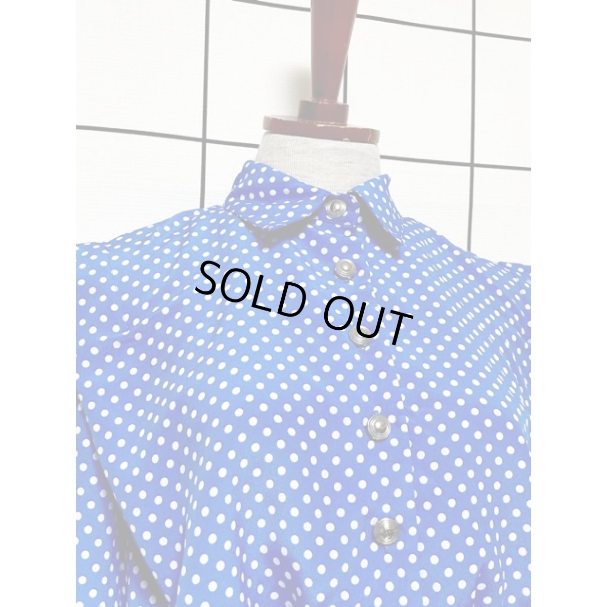 画像5: 水玉ドット UNIONMADE ベルト付き ウエストゴム レトロ 長袖 USA古着 ヴィンテージワンピース (5)