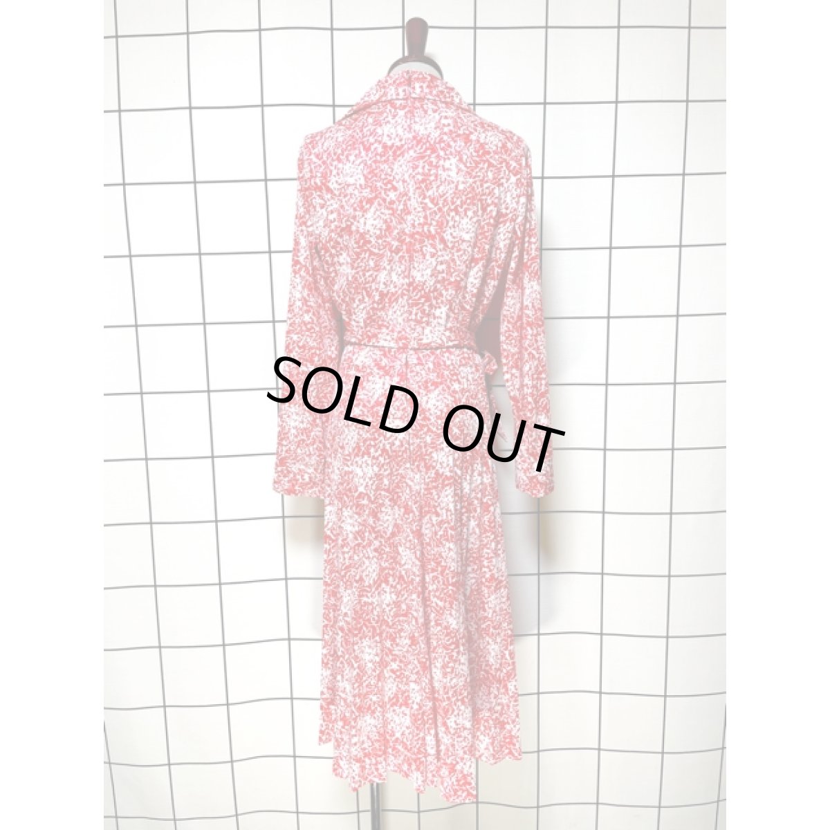 画像2: アート柄 サイドリボン プリーツ切り替え UNIONMADE レトロ USA古着 ヴィンテージワンピース (2)