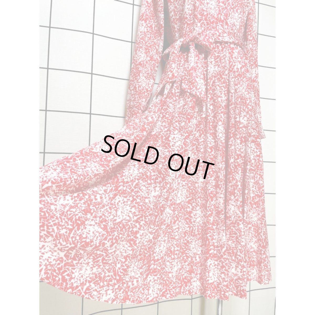 画像10: アート柄 サイドリボン プリーツ切り替え UNIONMADE レトロ USA古着 ヴィンテージワンピース (10)