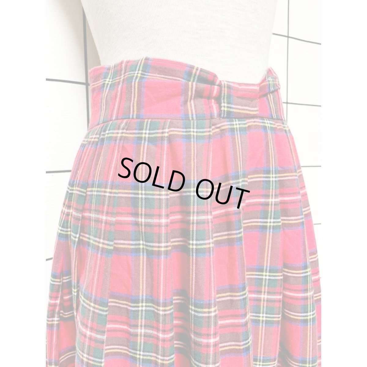 画像2: タータンチェック柄 昭和レトロ 国産古着 ヴィンテージスカート (2)