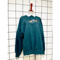画像3: ネコ グリーン Ｍorningsun 襟付き レトロ USA古着 ヴィンテージスウェット (3)