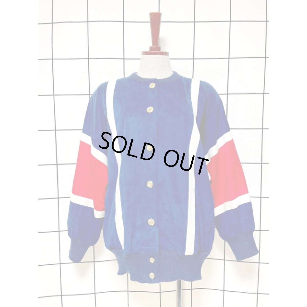 画像1: ネイビー ホワイト レッド レトロ ヨーロッパ古着 ジャンパー ヴィンテージブルゾンジャケット (1)