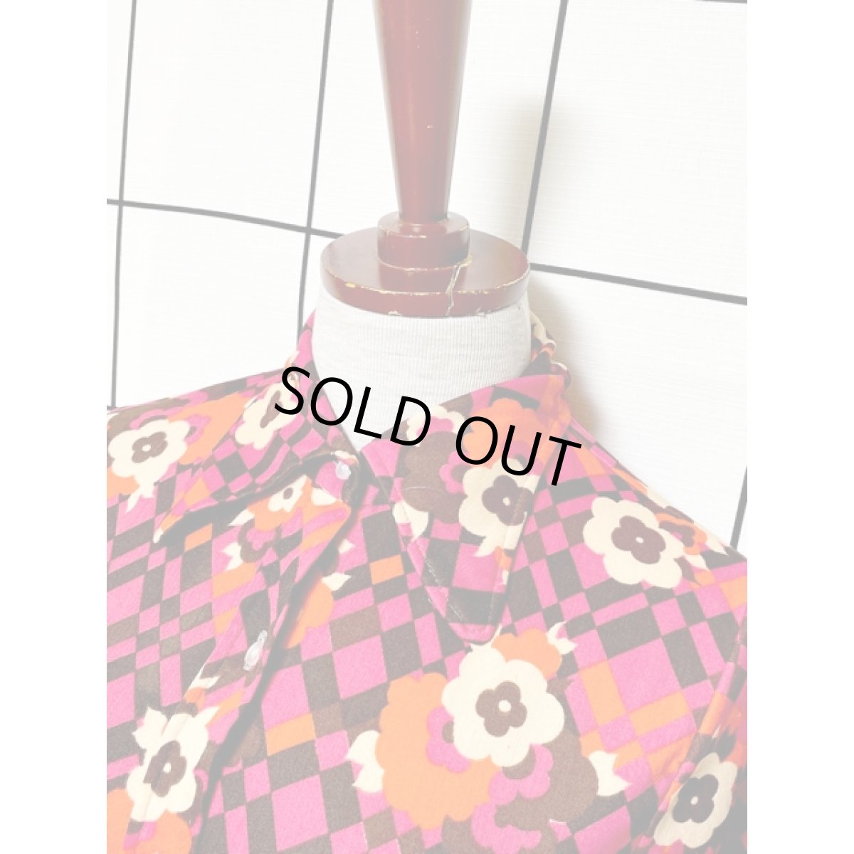 画像4: チェック 花柄 レトロ USA古着 シャツ ヴィンテージブラウス (4)