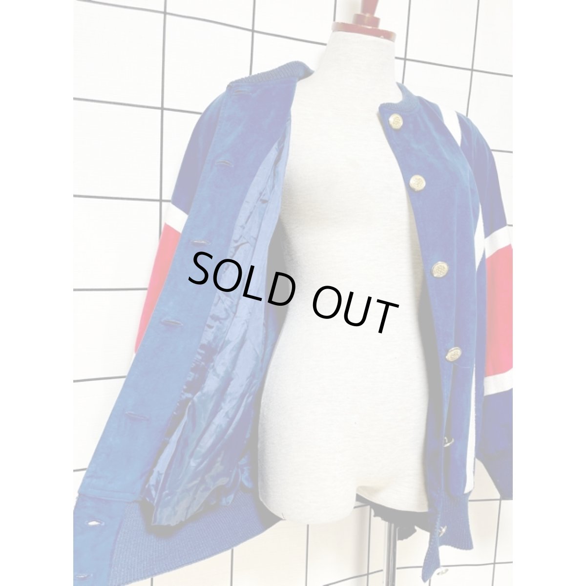 画像8: ネイビー ホワイト レッド レトロ ヨーロッパ古着 ジャンパー ヴィンテージブルゾンジャケット (8)