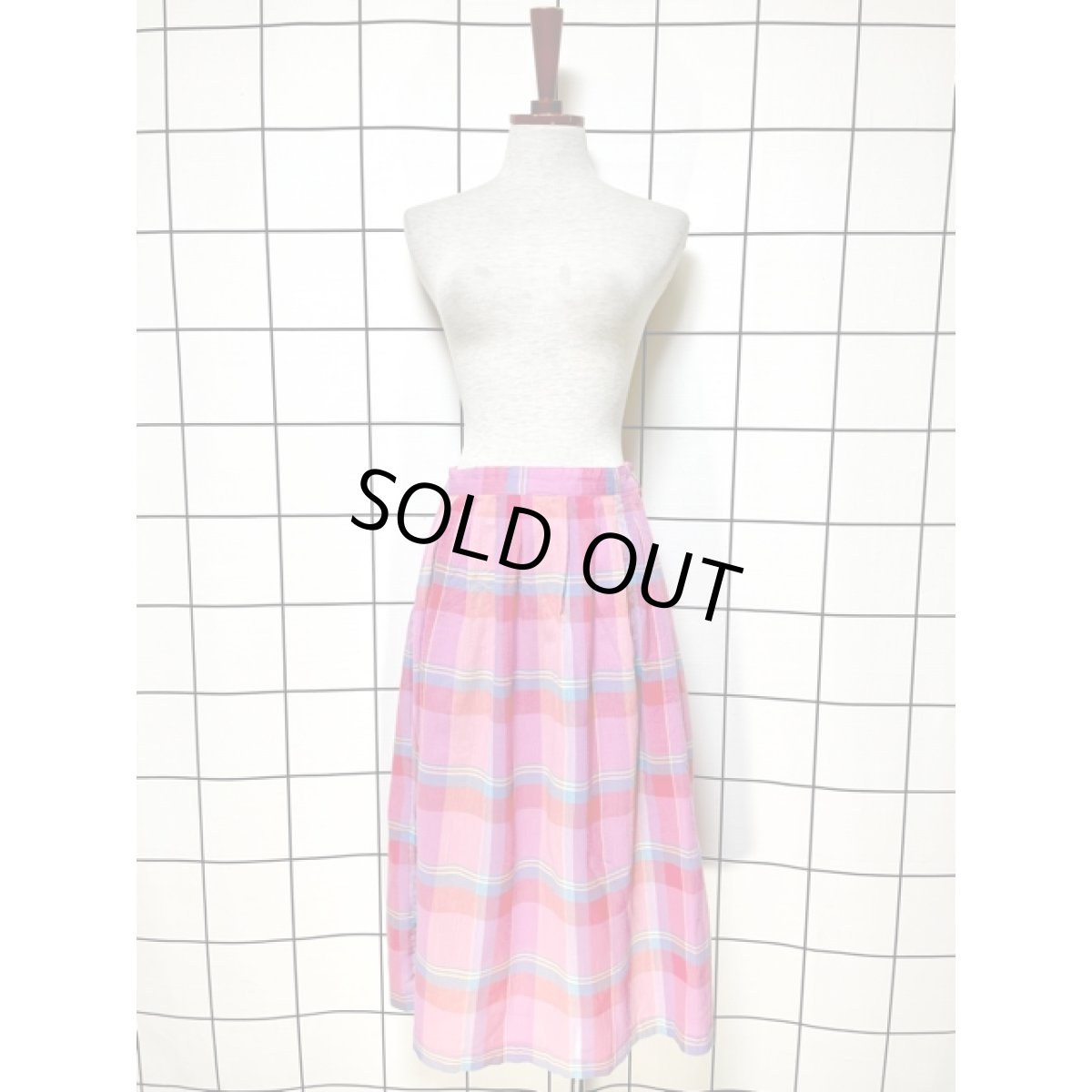 画像4: チェック柄 ウエストゴム レトロ USA古着 ヴィンテージスカート (4)