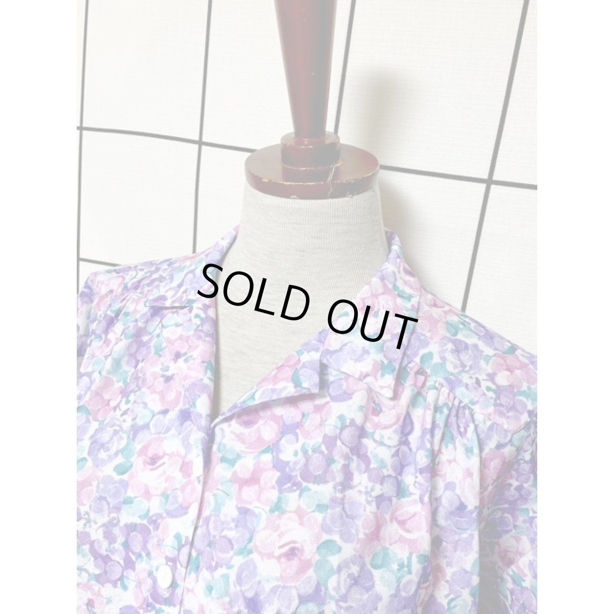 画像4: 総柄 ベルト付き ウエストゴム レトロ USA古着 ヴィンテージワンピース (4)