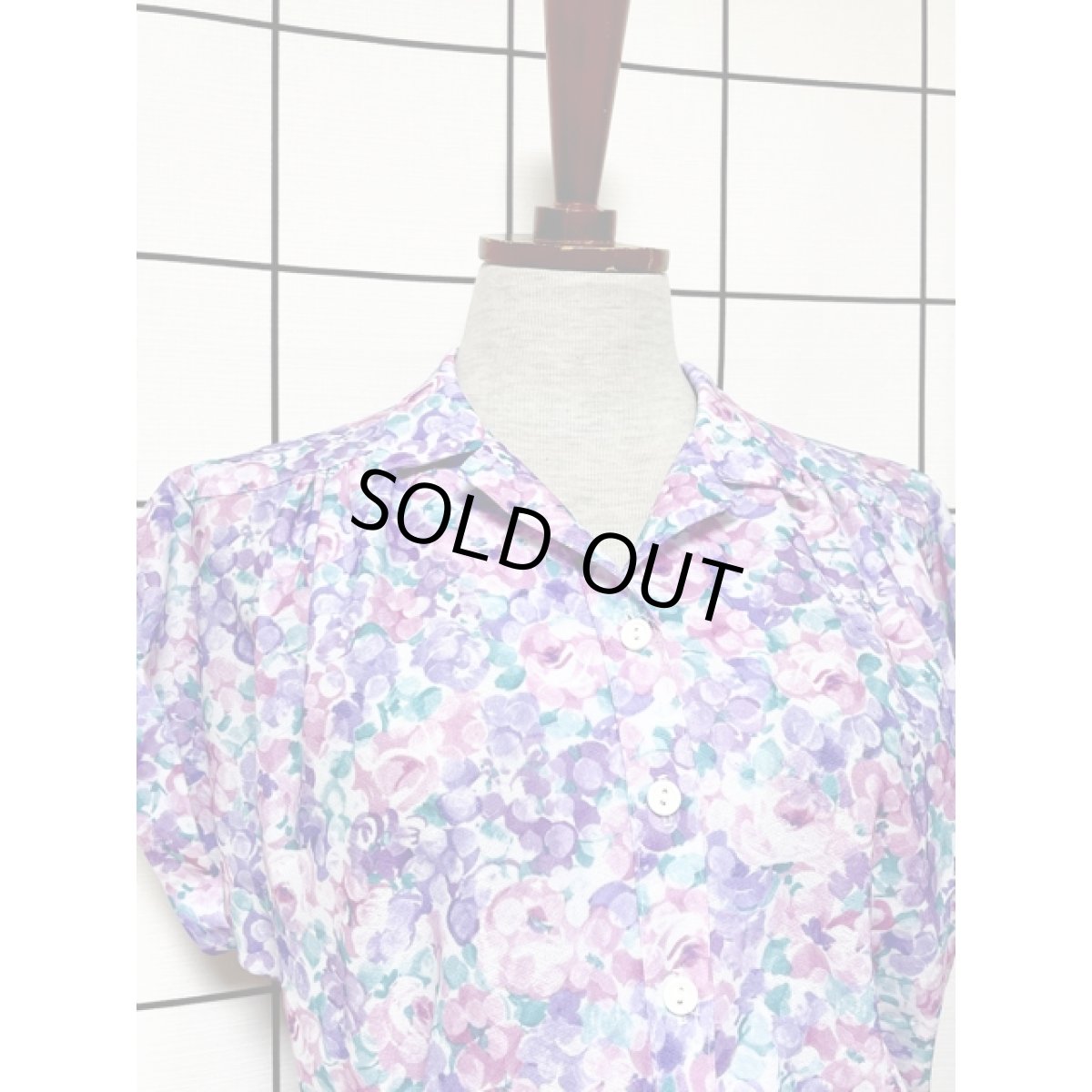 画像5: 総柄 ベルト付き ウエストゴム レトロ USA古着 ヴィンテージワンピース (5)