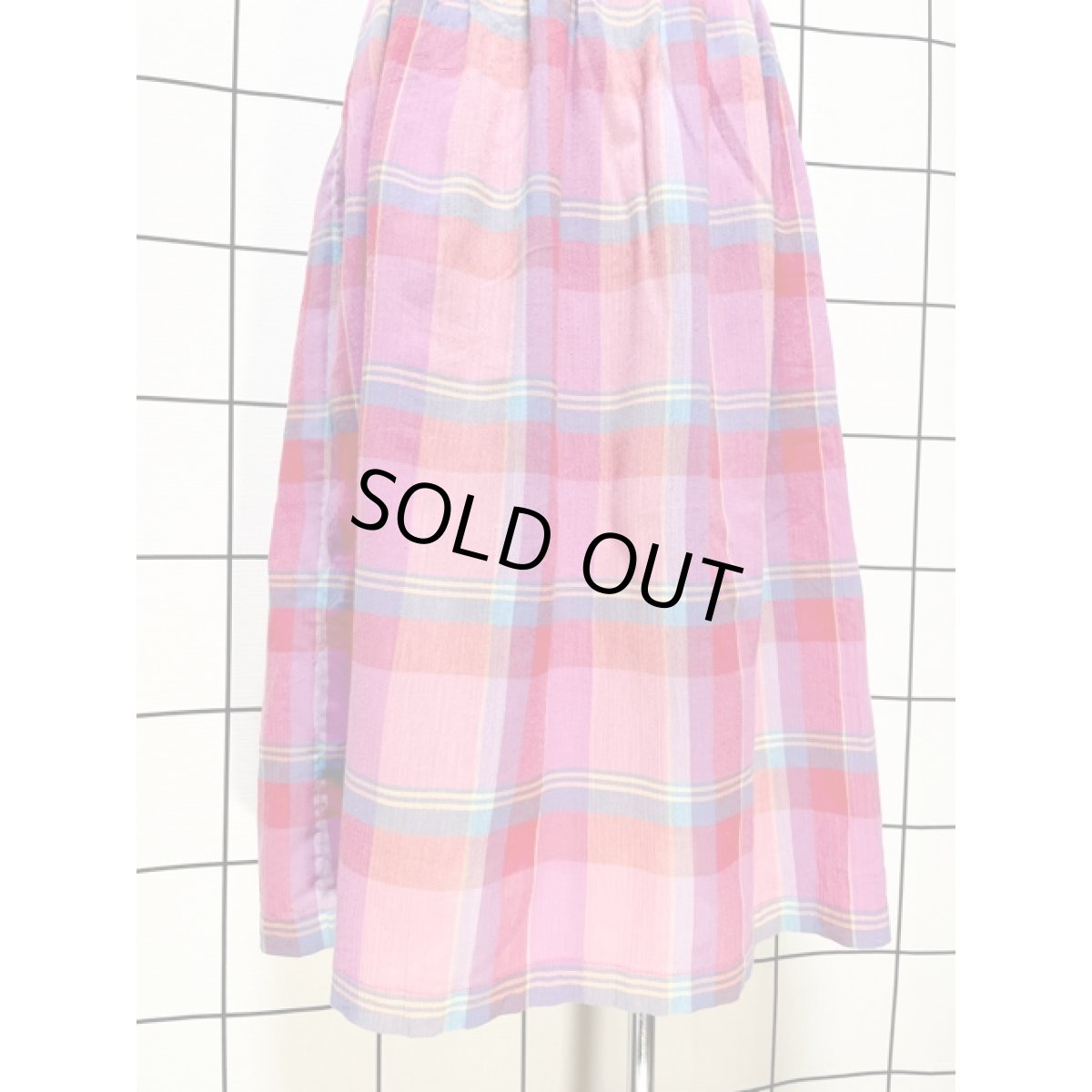 画像3: チェック柄 ウエストゴム レトロ USA古着 ヴィンテージスカート (3)