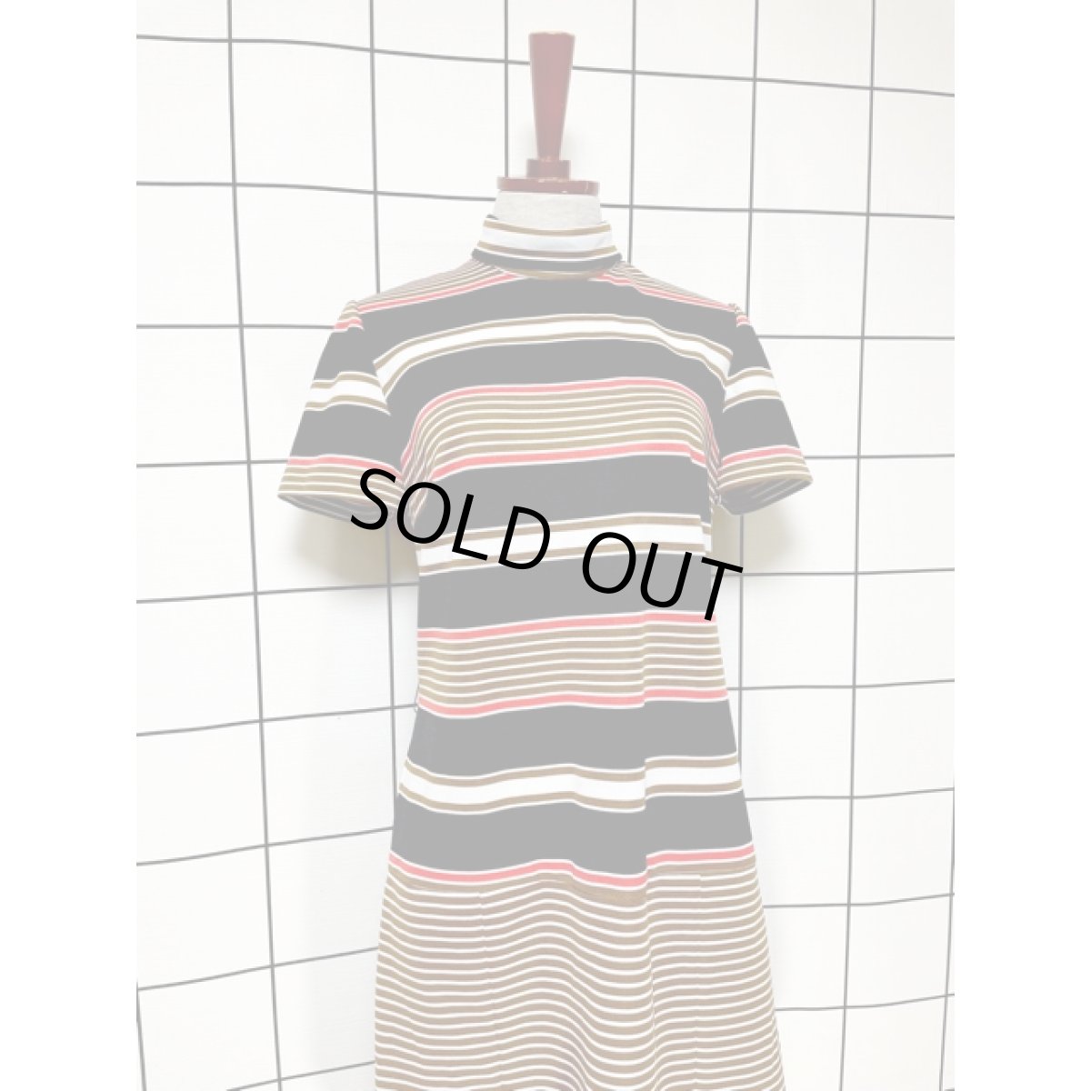 画像3: 70's ボーダー タートルネック レトロモダン ヨーロッパ古着 ヴィンテージワンピース (3)