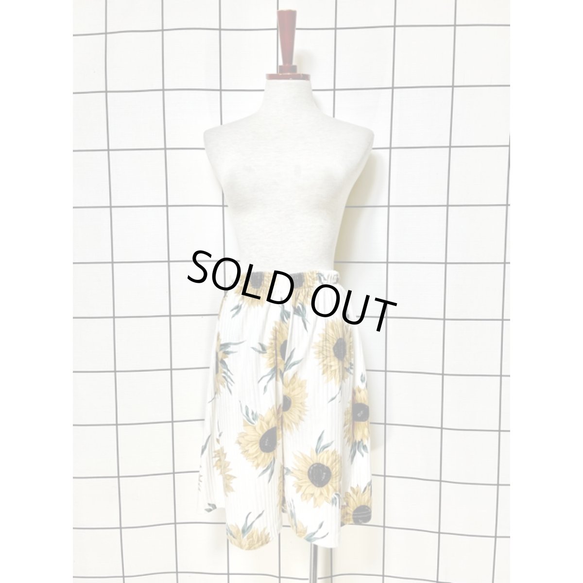 画像5: ひまわり柄 ホワイト レトロ USA古着 ヴィンテージキュロットパンツ (5)