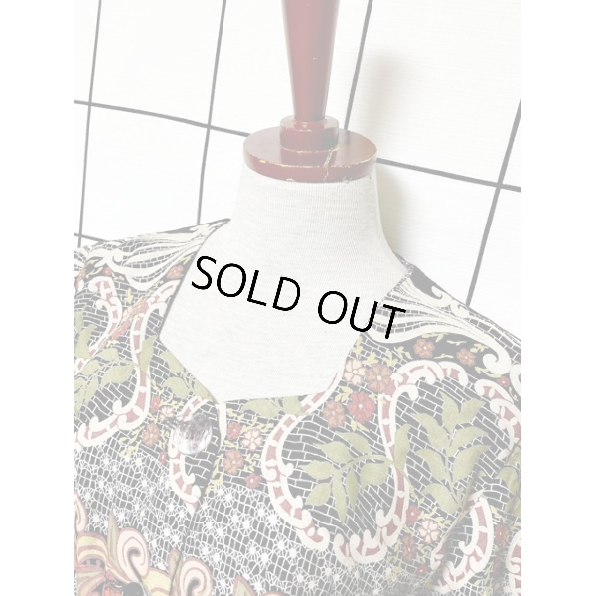 画像5: 花柄 リーフ柄 ウエストゴム レトロ USA古着  ヴィンテージオールインワン (5)