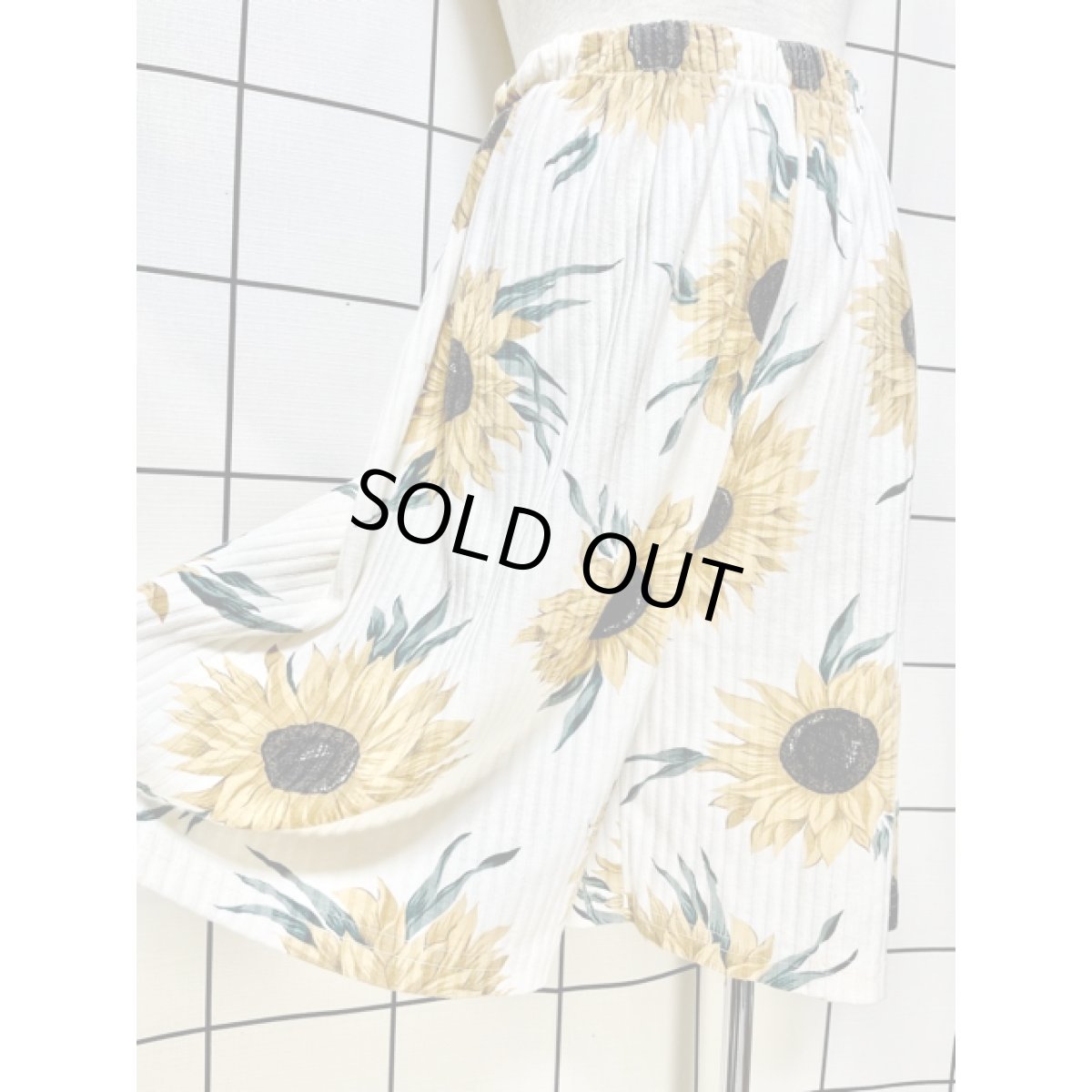 画像4: ひまわり柄 ホワイト レトロ USA古着 ヴィンテージキュロットパンツ (4)