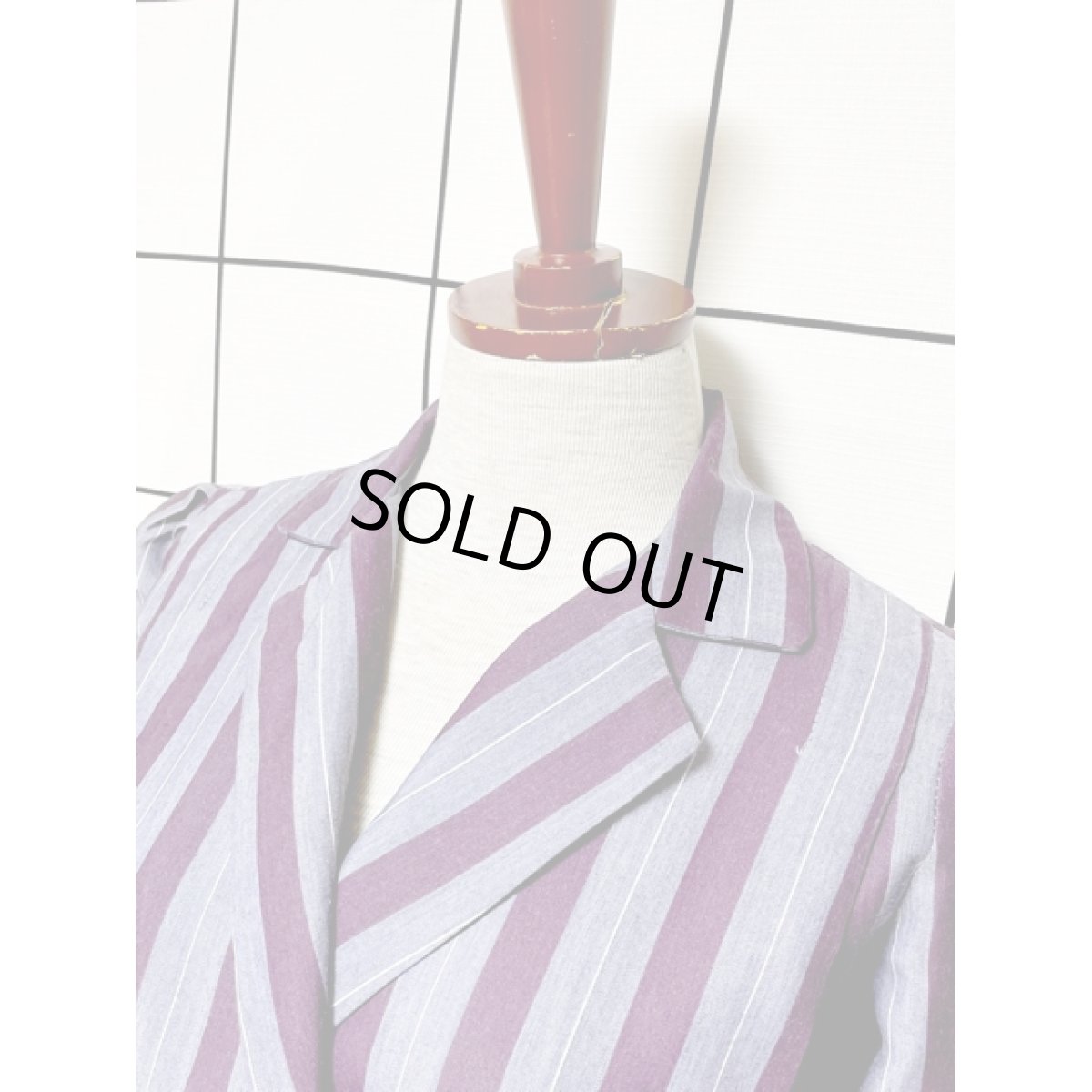 画像4: ストライプ ウエストゴム レトロ USA古着 ヴィンテージオールインワン (4)