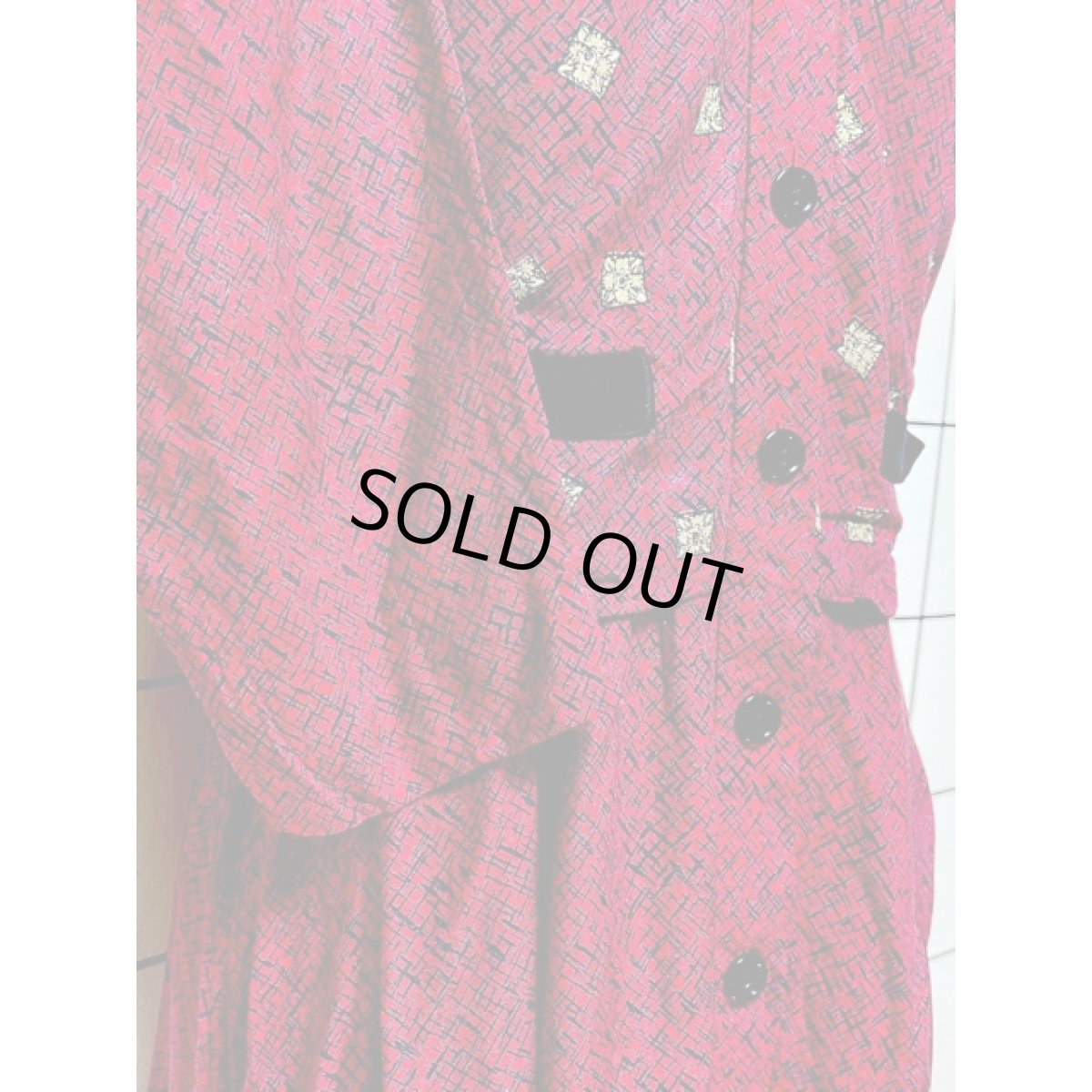 画像8: ベロア襟 レイヤード調 バックリボン レトロ USA古着 ヴィンテージワンピース (8)