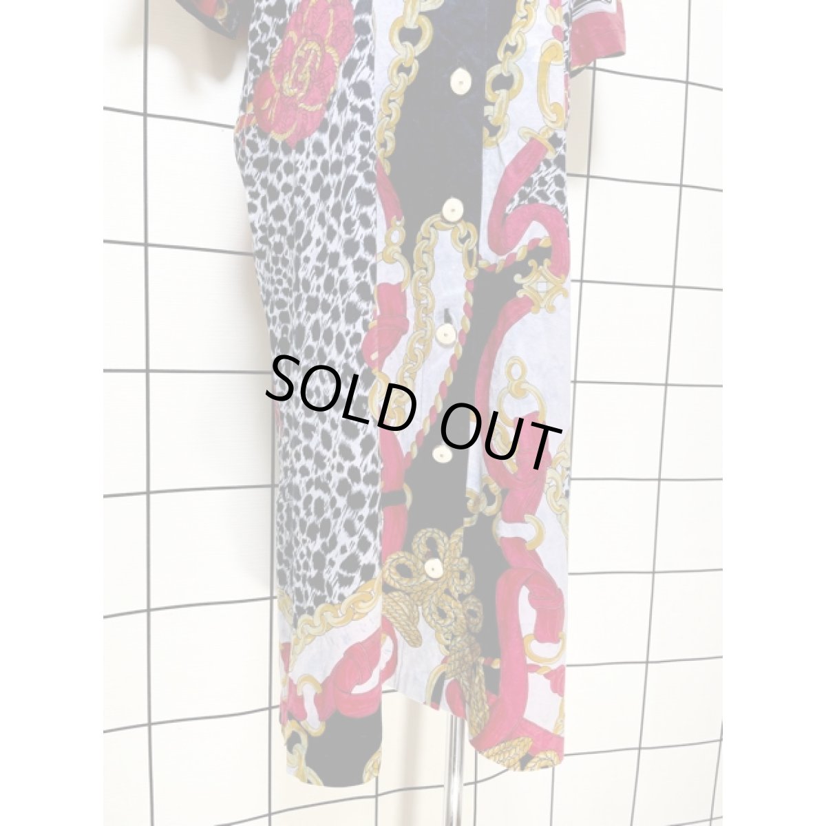 画像8: Italy製 スカーフ柄 前開き レトロ ヨーロッパ古着 ヴィンテージワンピース (8)