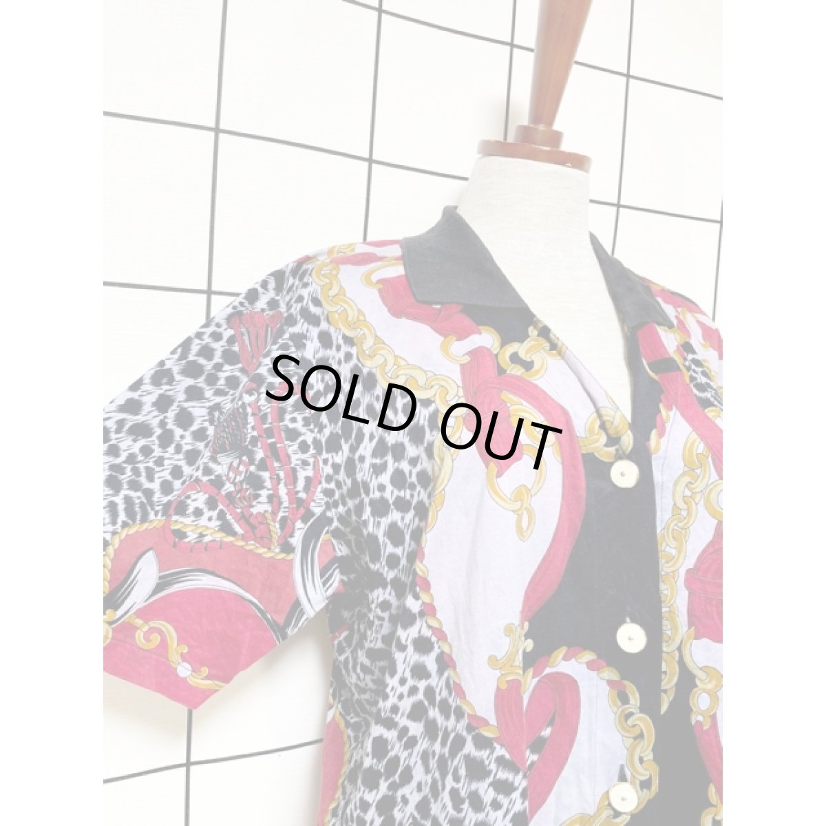 画像6: Italy製 スカーフ柄 前開き レトロ ヨーロッパ古着 ヴィンテージワンピース (6)