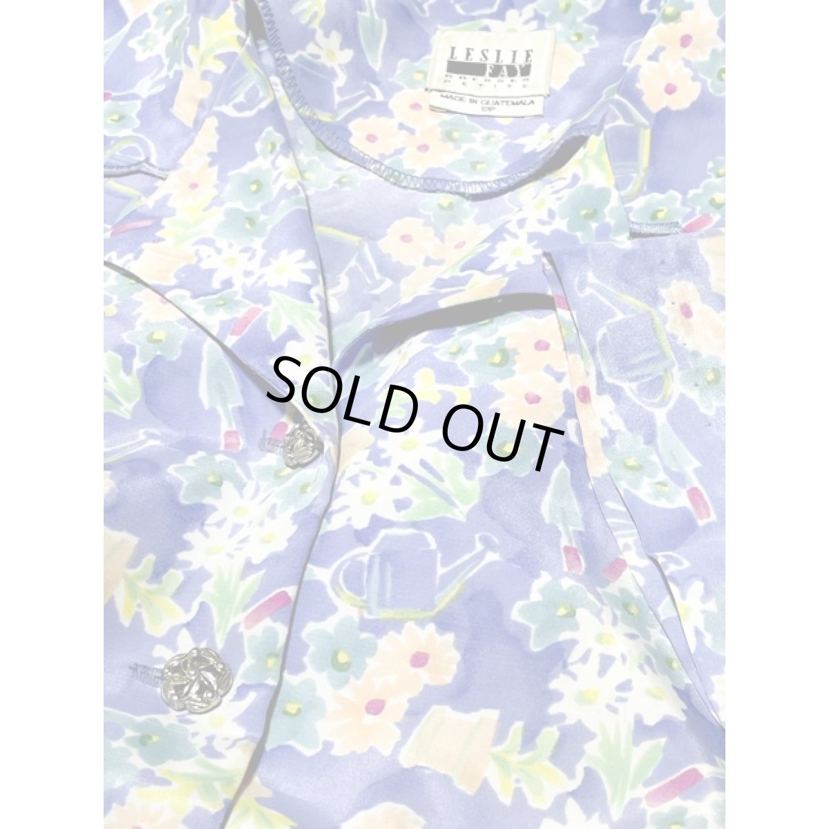 画像11: 花柄 スコップ ジョーロ ベルト付き ウエストゴム レトロ グアテマラ 古着 ヴィンテージワンピース (11)