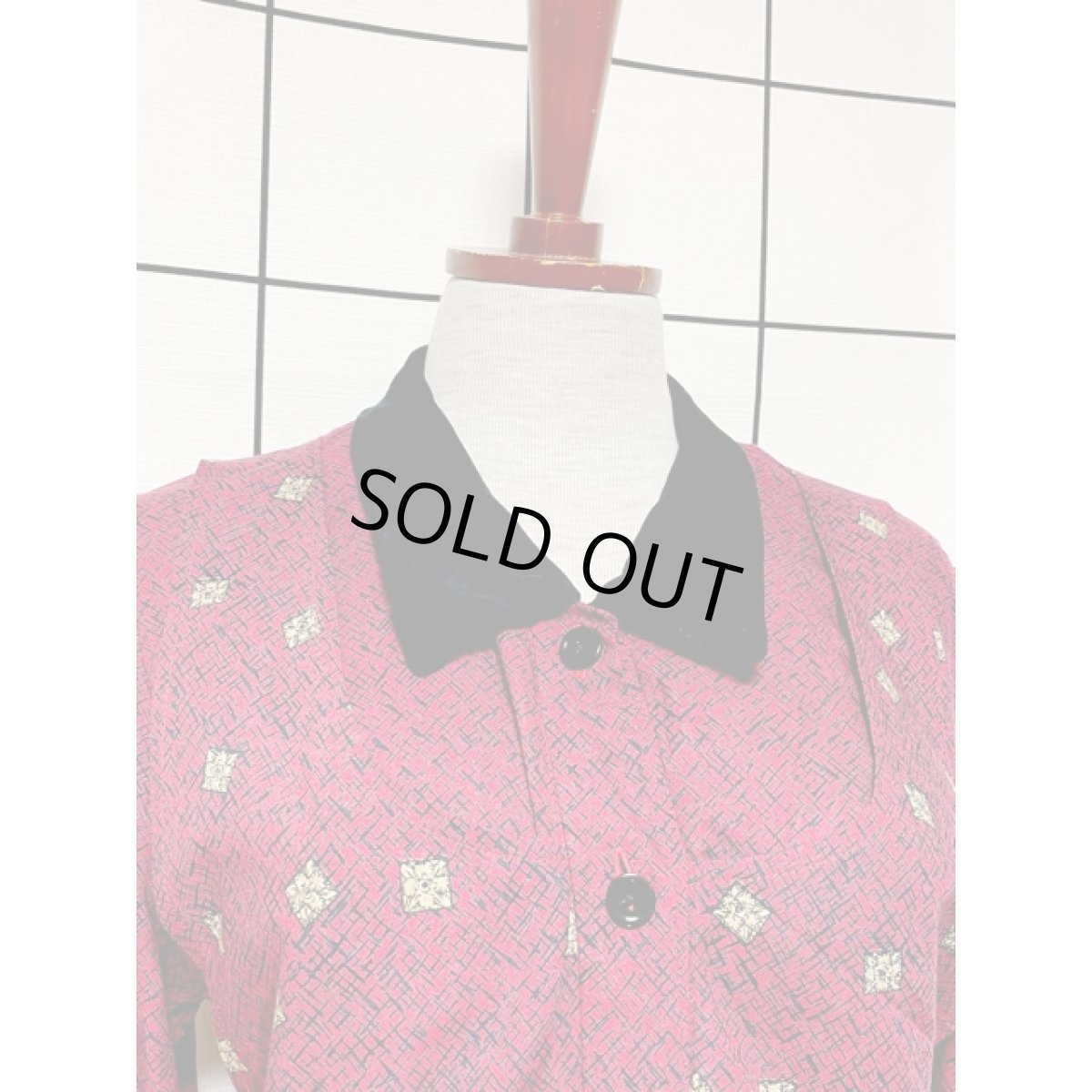 画像6: ベロア襟 レイヤード調 バックリボン レトロ USA古着 ヴィンテージワンピース (6)