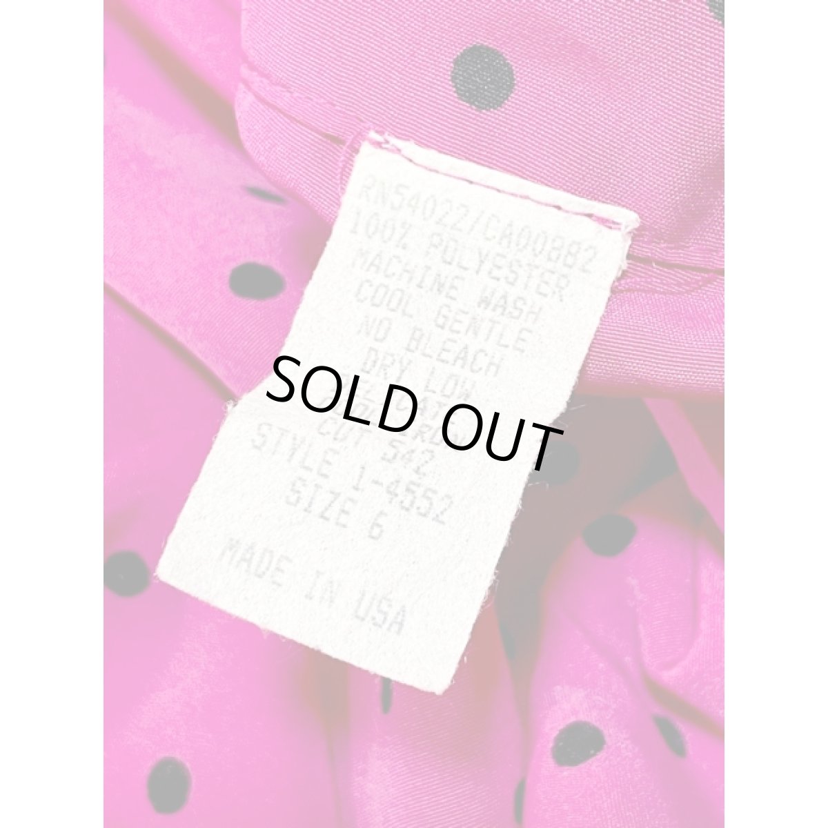 画像12: ドット ウエストゴム レトロ 長袖 USA古着 ヴィンテージワンピース (12)